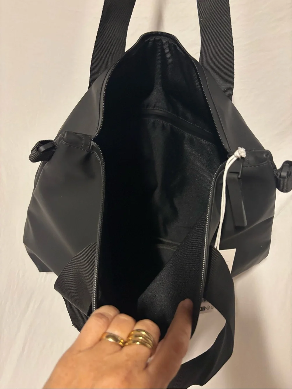 Rains Black Men's Tote with Webbed Straps